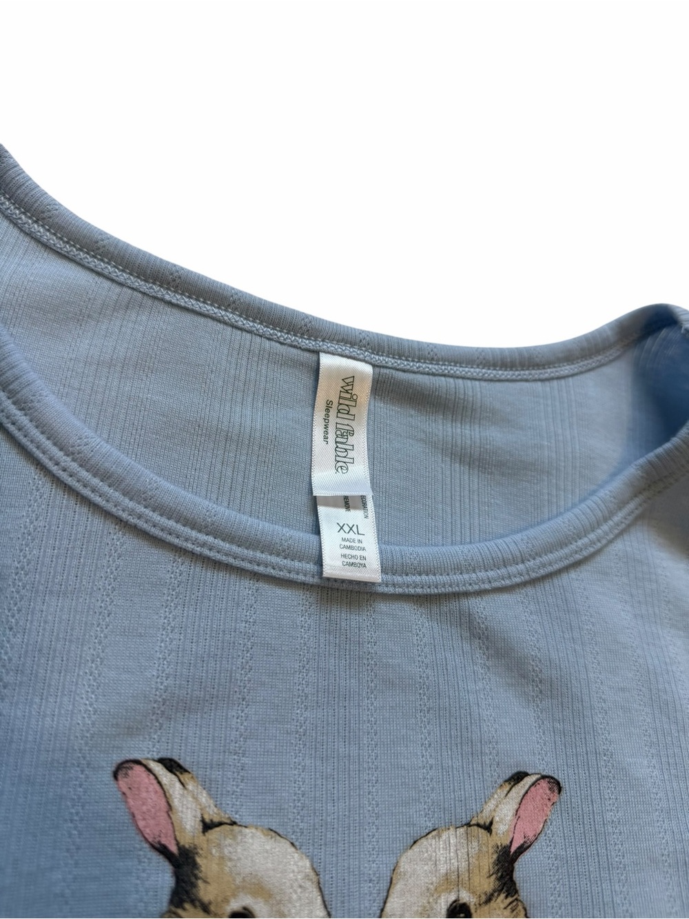 Wild Fable Bunny Pajama Set XXL Blue Pointelle Short Sleeve Shorts NWT Women - Picture 6 of 8